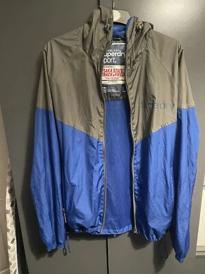 £8.99 • Buy SuperDry Coat Jacket Large Men’s Sport Gym Football Boys Blue Grey Waterproof UK