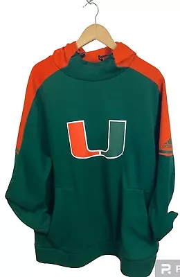 NCAA Adidas Miami Hurricanes Mens XL Team Sideline Player Hoodie Jacket • $26.88