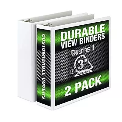 Samsill 3 Ring Durable View Binders - 2 Pack 3 Inch Locking D-Ring Non-Stick • $22.89