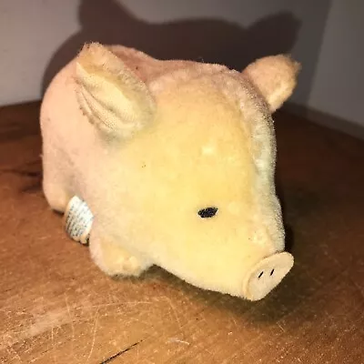 Vintage Dakin 100% Wool Toy Pig 1982 4-1/2” L X 3” W X 3-1/4” H Squeaks • $7