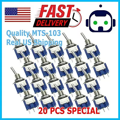 20pcs 3 Pin SPDT ON OFF ON 3 Position Mini Toggle Switches MTS-103 US • $8.99