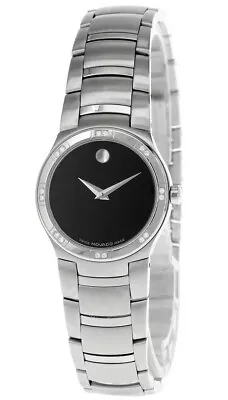 Movado Juro S-steel Black Dial Diamond Bezel Women's Watch 0605032 • $598