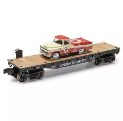 O Gauge Union Pacific Flatcar Train Cars With 1957 Classic Pickup Truck NEW • $51.97