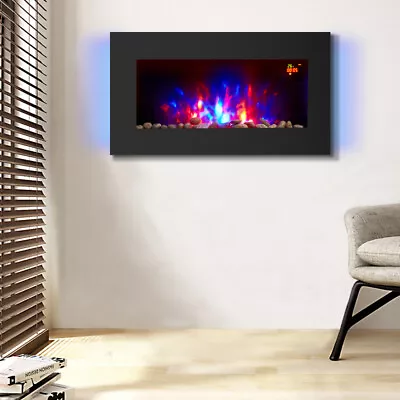 2KW Wall Mounted Electric Fire Fireplace Heater 7 Colour Flame Effect Remote • £125.95