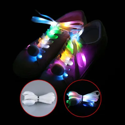 £4.38 • Buy LED Shoe Laces Flash Light Up Colours Glow Flashing Cotton Shoelaces Party Cool