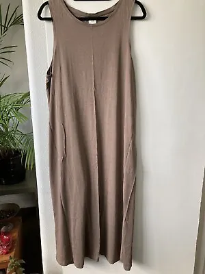 H&M Mocha Brown Midi T Shirt Dress Size L *Excellent Condition • £10