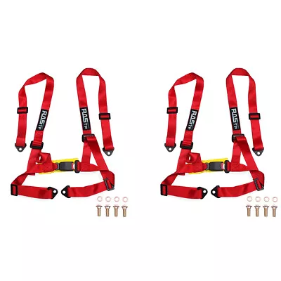 2 X Universal 4 Point Buckle Racing Seat Belt Harness Black/blue/red/yellow/gray • $49.99