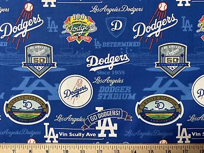 MLB LOS ANGELES LA DODGERS Baseball Stadium 1/4 Yard (9” X 44”) Cotton Fabric • $4.99
