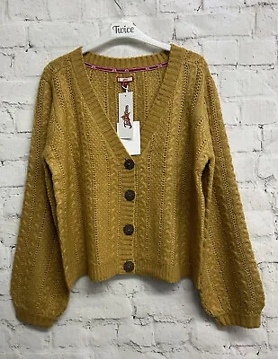 JOE BROWNS BNWT Mustard Cable Knit Cardigan Uk 10 • £19.99