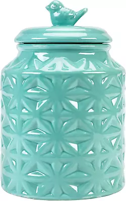 Turquoise Vintage Ceramic Kitchen Flour Canister/Cookie Jar • $54.99