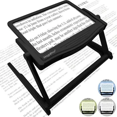 MagniPros 5X Large LED Hands-Free Full Page Magnifying Glass Detachable Stand • $30.84