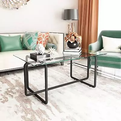 Modern Tempered Glass Tea Table Coffee Table Table For Living RoomTransparent • $86.99