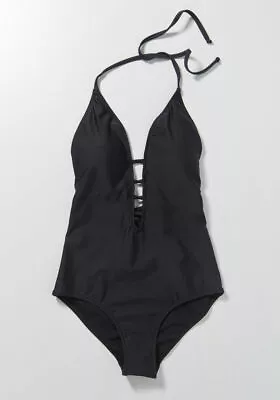 ModCloth Tereza One-Piece Black Halter Top Swimsuit Size Small S NWT • $24.99