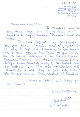 £15 • Buy Jalal-ud-Din - Pakistan Test Cricketer - Signed Handwritten Letter.