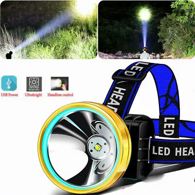 T6 LED Headlight USB Rechargeable Head Light Head Lamp Waterproof Torch Fish • $22.59