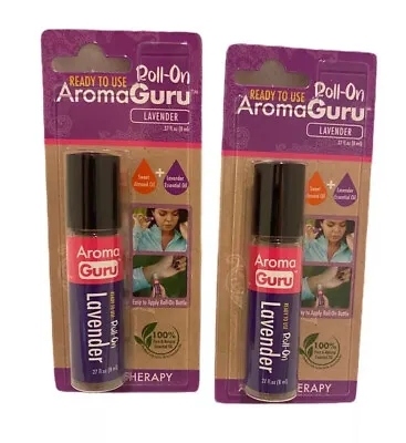 Aroma Guru Aromatherapy Lavender Roll On Essential Oil 2-Piece .27 Oz Combo Set • $16