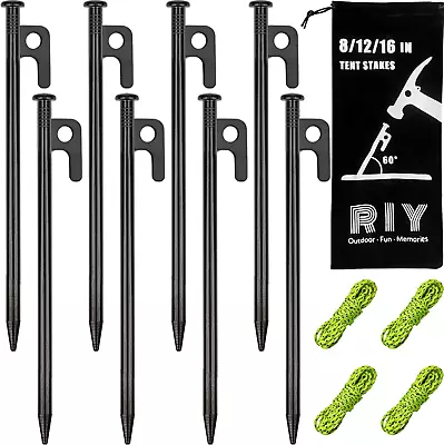 8 Pack Tent Stakes Heavy Duty Metal Tent Pegs For Camping Steel Tent Stakes 8 In • $14.11