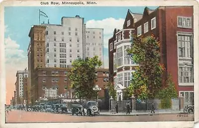 C1915-20s Club Row Street Scene Old Cars People Minneapolis MN P369 • $14