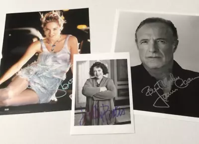 Signed Sharon Stone Kathy Bates James Caan Lot Of 3 Pics • $15