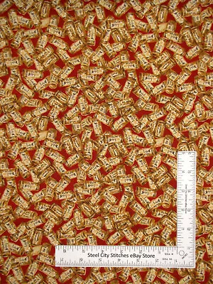 Wine Fabric Wine Cellar Corks Toss Rust Red Vineyard Cotton SSI Cotton By Yard • $10.98