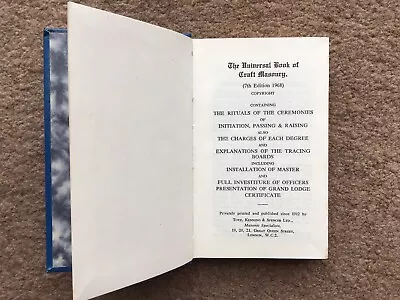 Masonic The Universal Book Of Craft Freemasonry Pocket Size 1968 • £6.50