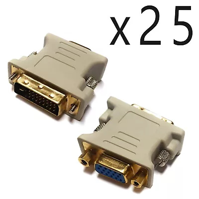 25 Pack DVI-I 24+5 Pin Dual Link Male To VGA Female Adapter Converter Monitor PC • $50.95