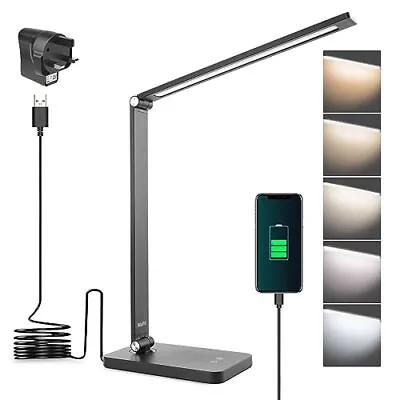 LED Desk Lamp Aluminum Daylight Lamp Touch Control Eye-Caring Dimmable Foldable • £19.05