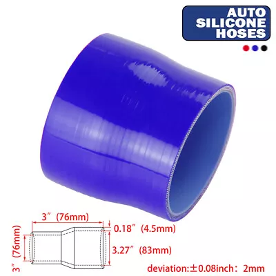 3  To 3.26  76mm - 83mm Silicone Reducer Coupler Turbo Intercooler Hose Blue • $12.82