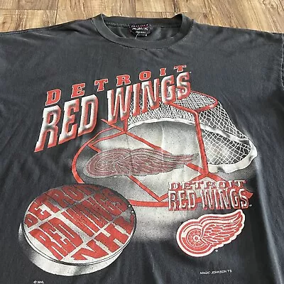 Vintage 90s Magic Johnson T’s Detroit Red Wings T-Shirt Men’s XL • $40