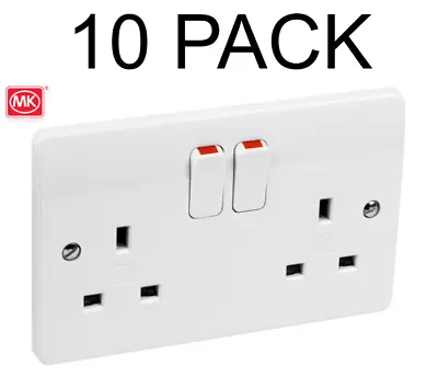 10 X MK Logic Plus Double Socket White 2 Gang 13amp NEW Joblot • £54