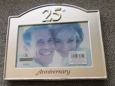 NEW  Malden 25th Anniversary Picture Frame 4 X6   Silver Metal Brushed Polished • $18.99