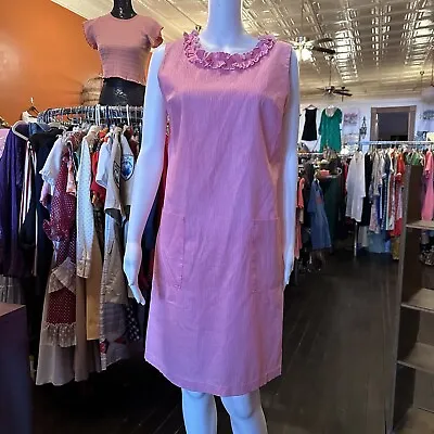 Vintage Pink Paper Dress With Ruffles Sleeveless S/M • $49