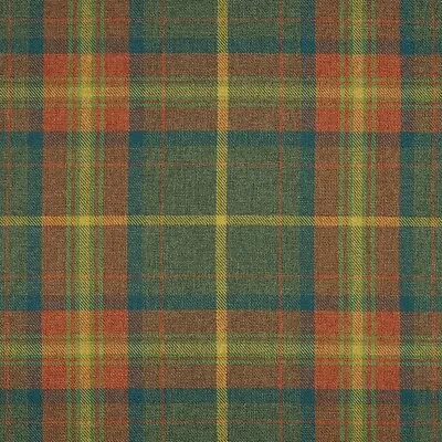 Upholstery Fabric Grampian Faux Wool Curtain Material  Orange Green Tartan Check • £1.99