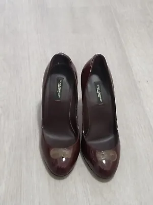Dolce  & Gabbana Ladies Burgundy Patent Leather High Heel Court Shoes UK4 EU37 • £59.99