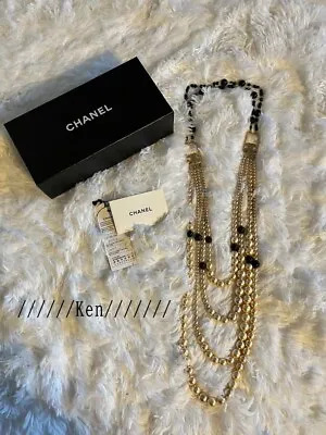 CHANEL Necklace AUTH Coco Mark Chain Logo CC Gold Vintage Pearl Black Gold F/S • $1278.99