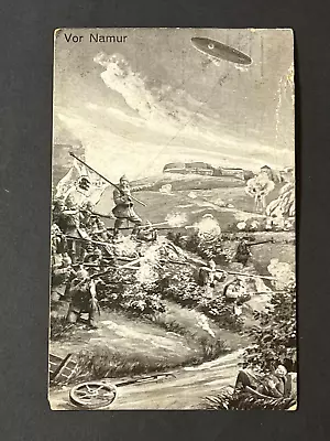 WW1 WWI Imperial German Soldiers Military Battle Flag Postcard 1914 Namur • $25.27