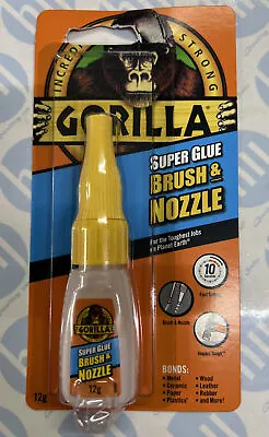 #Gorilla Glue SUPER GLUE With Brush & Nozzle Bonds Metal Ceramic Plastic 12g • £5.10