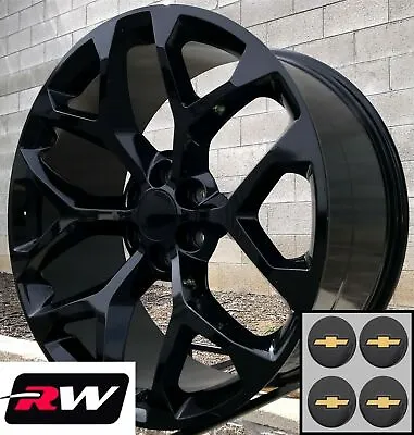 20 Inch Chevy Silverado 1500 OE Replica Snowflake Wheels Gloss Black Rims 20 X9  • $1029
