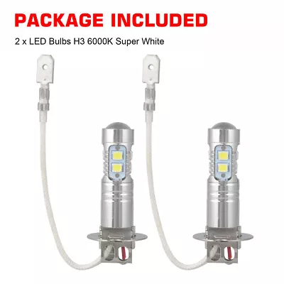 2Pcs H3 LED Fog Light Bulb Conversion Kit Super Bright Canbus 6000K White 55W US • $8.99