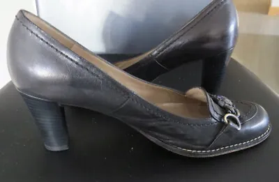 £29.99 • Buy Peter Kaiser Black Leather High Block Heeled Shoes UK 5.5