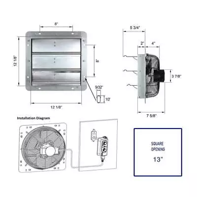 ILIVING Gable Mount Attic Fan 15 X15 X5.75  960-Cfm 65W Aluminum Shutter Exhaust • $95.48