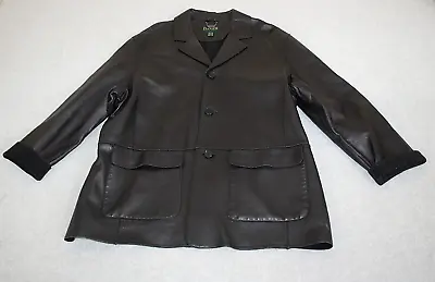 DANIER Men's BIG & TALL US 52 Italy 62 Black Butter Soft Leather Jacket Coat • $24.99