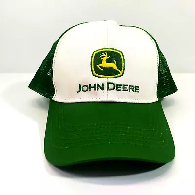 John Deere Green White Trucker Mesh Snapback Cap Great Condition • $14.95