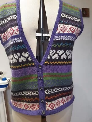  New Wool Fairisle Knitted  Waistcoat Button Up Front Handmade. • £20