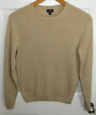 Men's J Crew Crew Neck 100% Cashmere Sweater Beige Size Small • $28.90