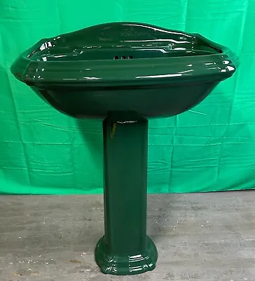 Kohler Dark Emerald Green Bathroom Pedestal Sink Ceramic Vintage Bathroom • $825