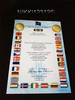 Nato Libya Unified Protector Medal Certificate In Mint Condition • £6