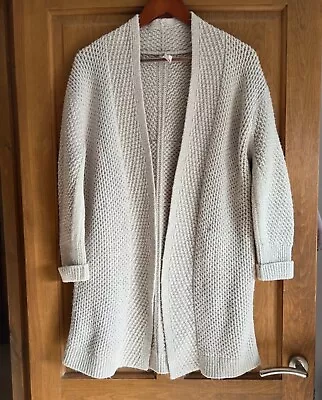 White Stuff Pocketed Longer Line Oatmeal Colour Cardigan • £15