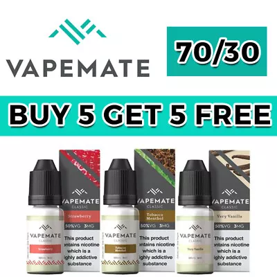 Vapemate Classic E Liquid | 10ml Bottles | Vape Juice | 70/30 VG/PG UK MADE • £3.10