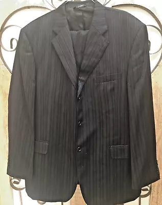 Sergio Valentino Suit Men's 56R Super 150's Platinum Collection Black Pinstripe • $35